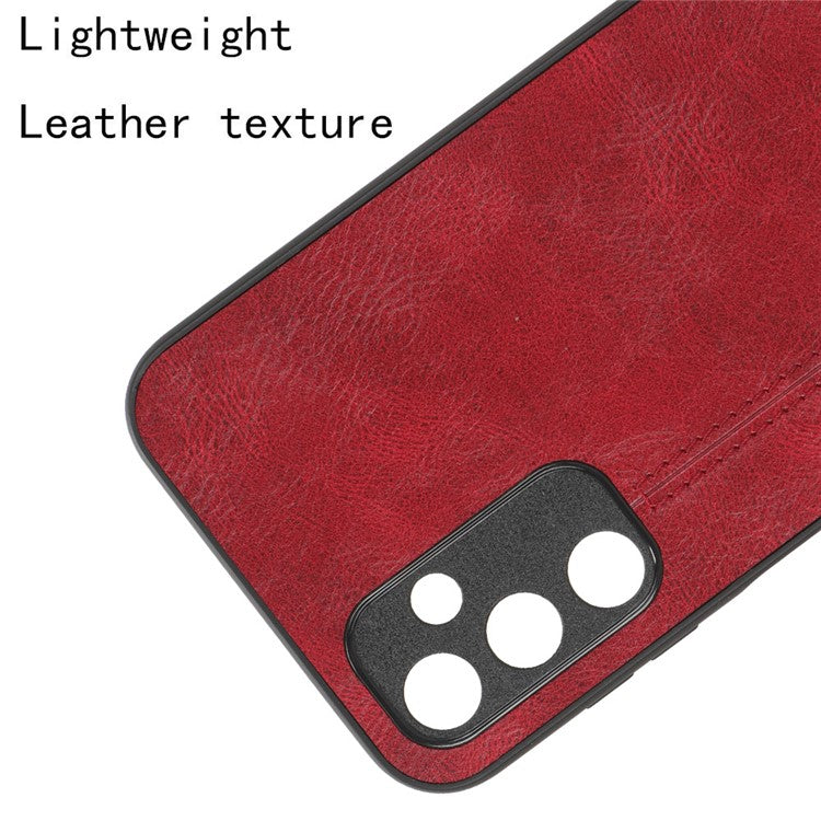 For Samsung Galaxy M14 5G Leather Coated TPU+PC Phone Case Cowhide Texture Anti-scratch Cover - Red