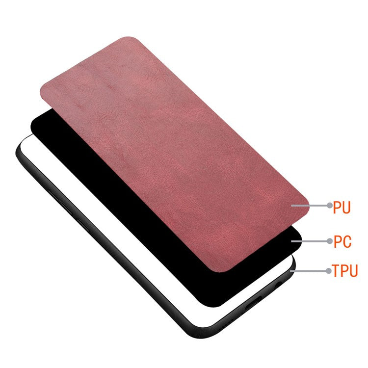 For Samsung Galaxy M14 5G Leather Coated TPU+PC Phone Case Cowhide Texture Anti-scratch Cover - Red