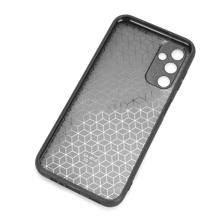For Samsung Galaxy M14 5G Leather Coated TPU+PC Phone Case Cowhide Texture Anti-scratch Cover - Red