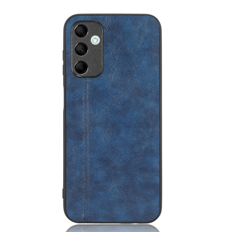 For Samsung Galaxy M14 5G Leather Coated TPU+PC Phone Case Cowhide Texture Anti-scratch Cover - Blue