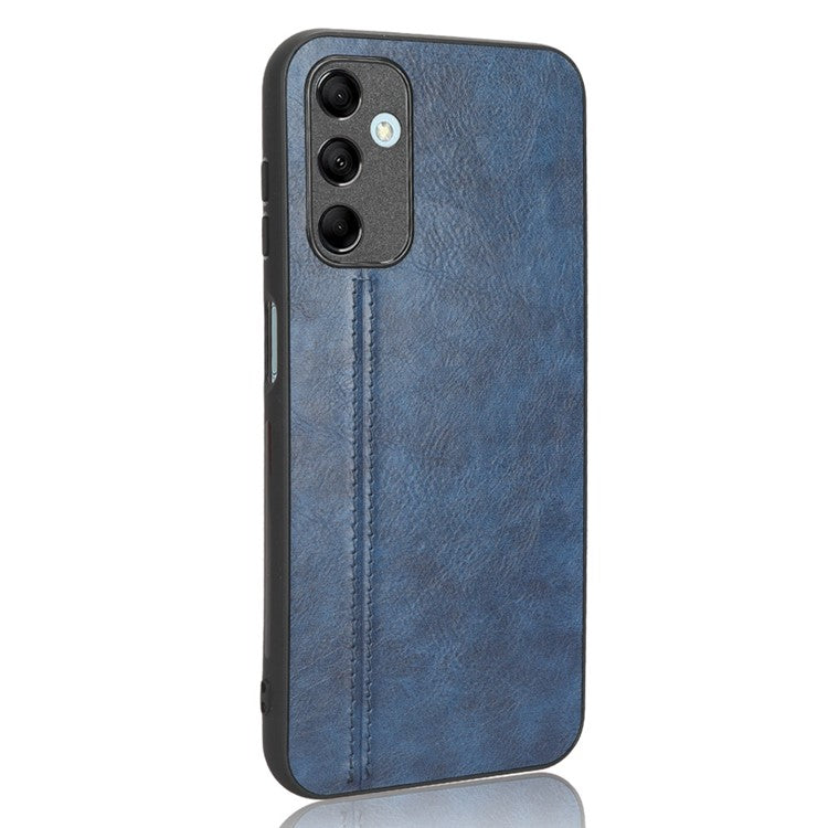 For Samsung Galaxy M14 5G Leather Coated TPU+PC Phone Case Cowhide Texture Anti-scratch Cover - Blue