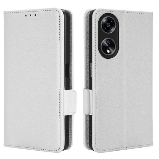 Phone Leather Case for Oppo A98 5G / F23 5G / A1 5G , Litchi Texture Wallet Stand Cell Phone Cover - White