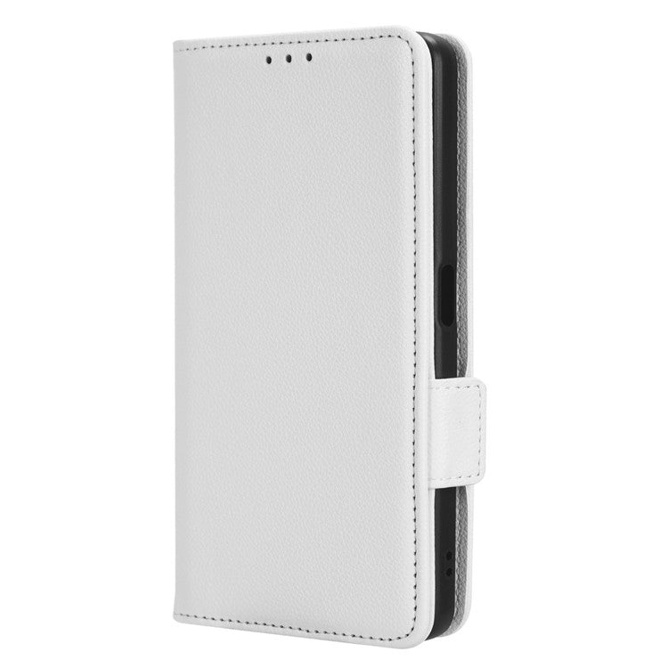 Phone Leather Case for Oppo A98 5G / F23 5G / A1 5G , Litchi Texture Wallet Stand Cell Phone Cover - White