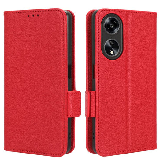 Phone Leather Case for Oppo A98 5G / F23 5G / A1 5G , Litchi Texture Wallet Stand Cell Phone Cover - Red