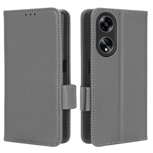 Phone Leather Case for Oppo A98 5G / F23 5G / A1 5G , Litchi Texture Wallet Stand Cell Phone Cover - Grey