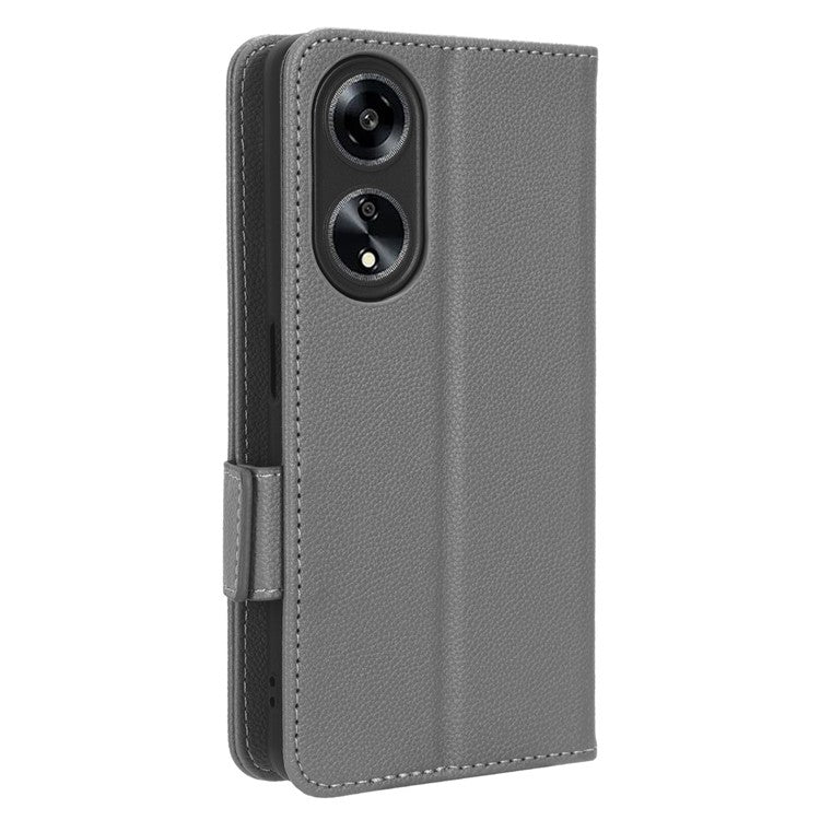 Phone Leather Case for Oppo A98 5G / F23 5G / A1 5G , Litchi Texture Wallet Stand Cell Phone Cover - Grey