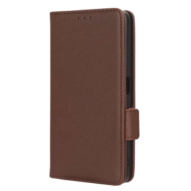 Phone Leather Case for Oppo A98 5G / F23 5G / A1 5G , Litchi Texture Wallet Stand Cell Phone Cover - Brown
