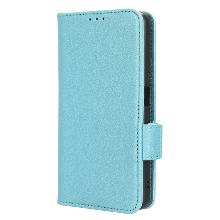 Phone Leather Case for Oppo A98 5G / F23 5G / A1 5G , Litchi Texture Wallet Stand Cell Phone Cover - Baby Blue
