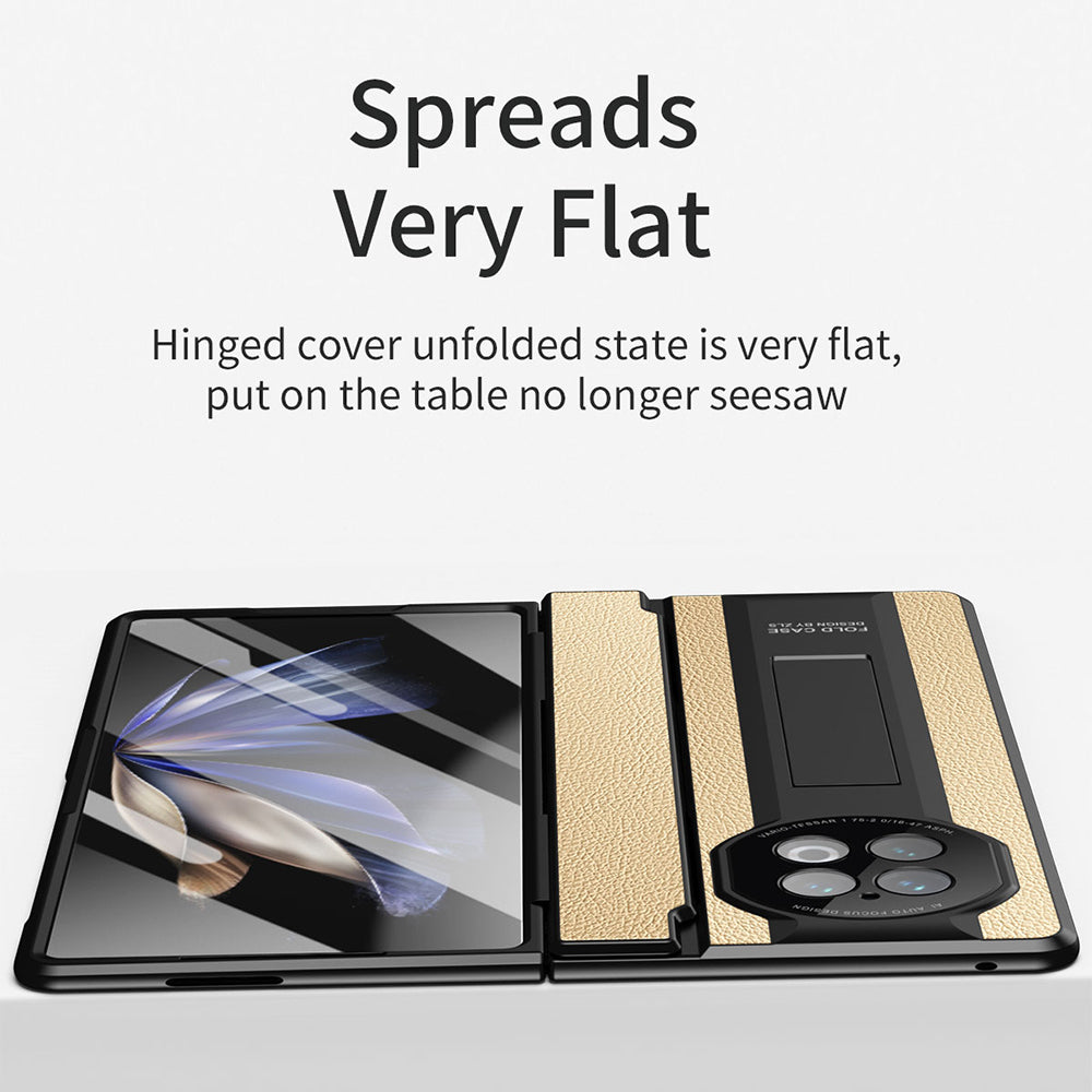 For vivo X Fold2 PU Leather+PC Phone Case All-Inclusive Cover with Tempered Glass Film - Blue