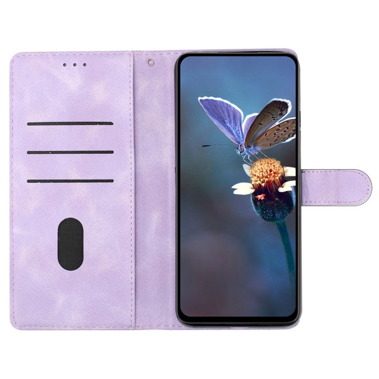 For Samsung Galaxy A53 5G Flower Imprint Anti-drop Phone Cover Leather Stand Case with Wallet - Purple
