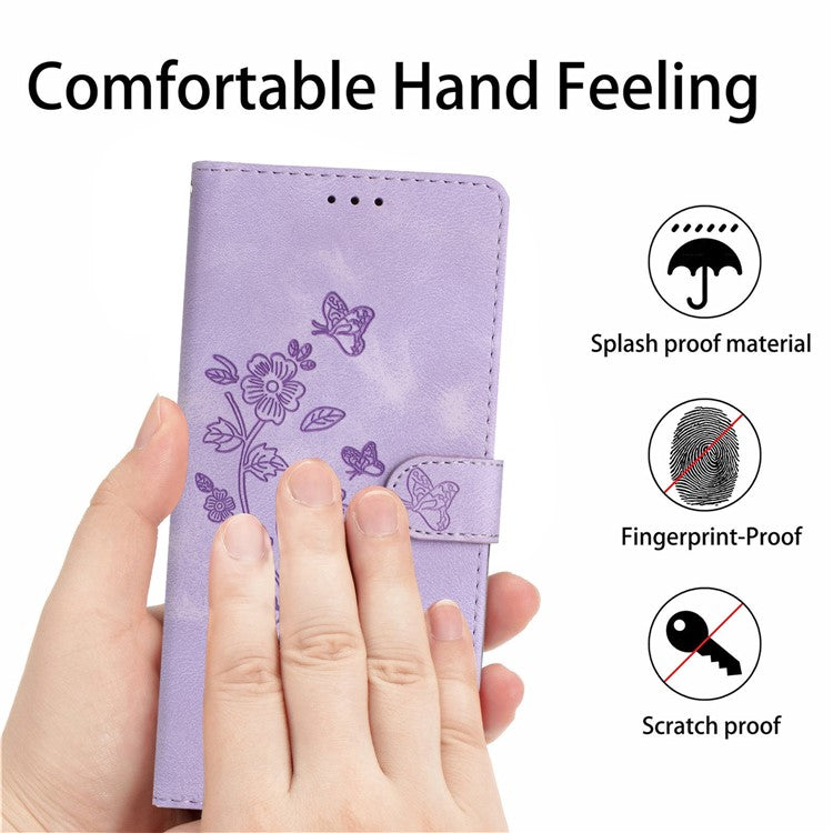 For Samsung Galaxy A53 5G Flower Imprint Anti-drop Phone Cover Leather Stand Case with Wallet - Purple