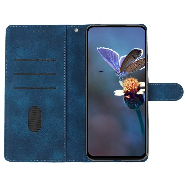 Flower Imprint Wallet Phone Case for Samsung Galaxy A40 PU Leather Stand Shockproof Cover - Blue