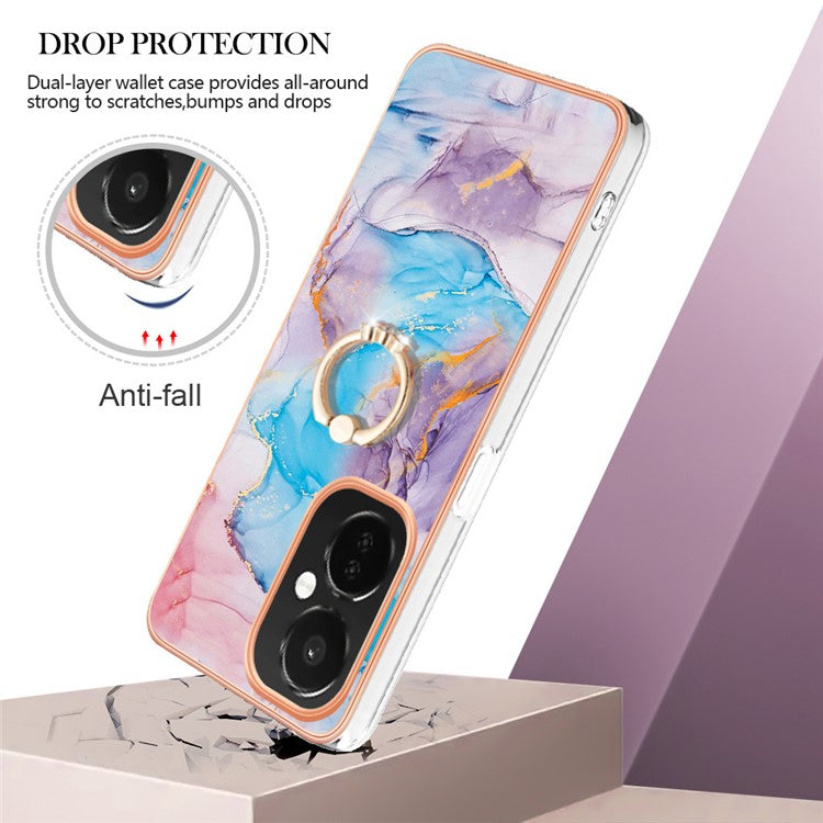 YB IMD Series-6 For OnePlus Nord CE3 5G / CE 3 Lite 5G / Nord N30 5G Phone Case IMD Electroplating TPU Kickstand Phone Cover - Milky Way Marble Blue