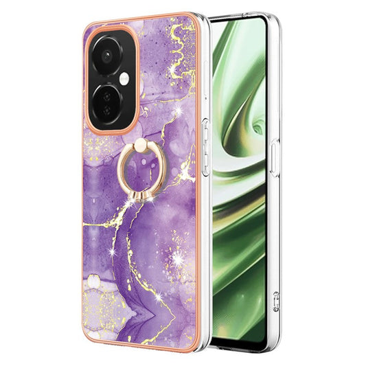 YB IMD Series-10 For OnePlus Nord CE3 5G / CE 3 Lite 5G / Nord N30 5G Kickstand Marble Pattern IMD Case TPU Phone Cover - Purple 002
