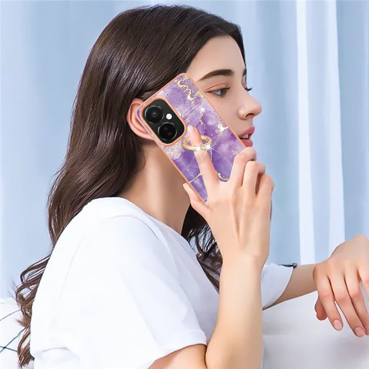 YB IMD Series-10 For OnePlus Nord CE3 5G / CE 3 Lite 5G / Nord N30 5G Kickstand Marble Pattern IMD Case TPU Phone Cover - Purple 002