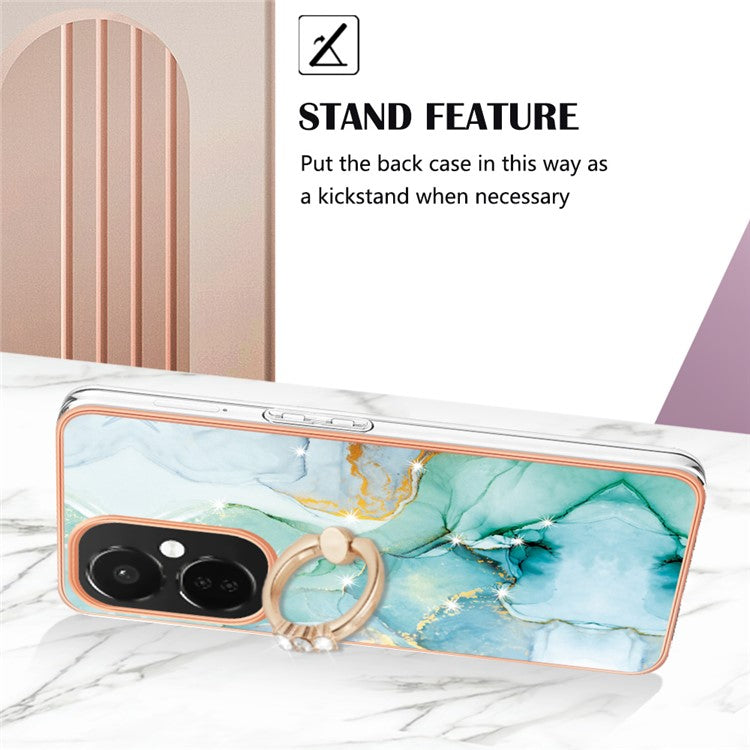 YB IMD Series-10 For OnePlus Nord CE3 5G / CE 3 Lite 5G / Nord N30 5G Kickstand Marble Pattern IMD Case TPU Phone Cover - Green 003