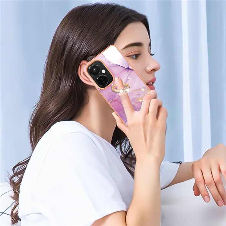 YB IMD Series-10 For OnePlus Nord CE3 5G / CE 3 Lite 5G / Nord N30 5G Kickstand Marble Pattern IMD Case TPU Phone Cover - Purple 001