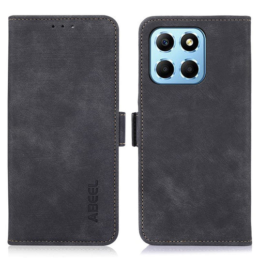 ABEEL For Honor X8 5G / 70 Lite 5G Retro Wallet Phone Case PU Leather Stand Phone Cover - Black