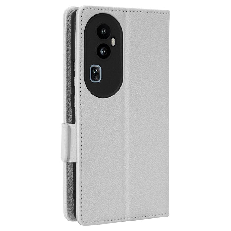 Leather Case for Oppo Reno10 Pro+ 5G , Wallet Stand Anti-fall Litchi Texture Cell Phone Cover - White