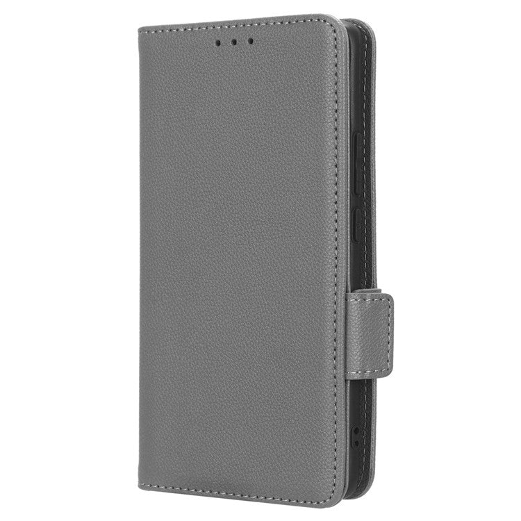 Leather Case for Oppo Reno10 Pro+ 5G , Wallet Stand Anti-fall Litchi Texture Cell Phone Cover - Grey