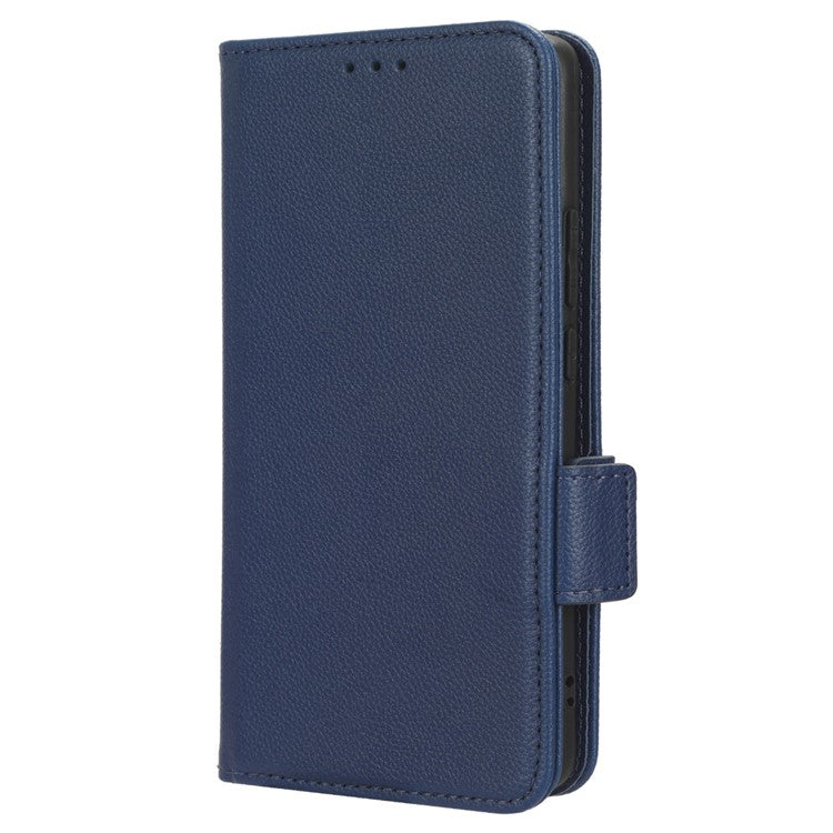 Leather Case for Oppo Reno10 Pro+ 5G , Wallet Stand Anti-fall Litchi Texture Cell Phone Cover - Dark Blue