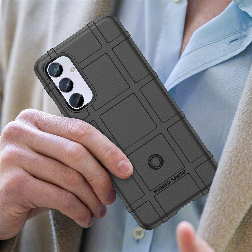 For Samsung Galaxy M54 5G / F54 5G Soft TPU Phone Case Square Grid Texture Phone Cover - Black