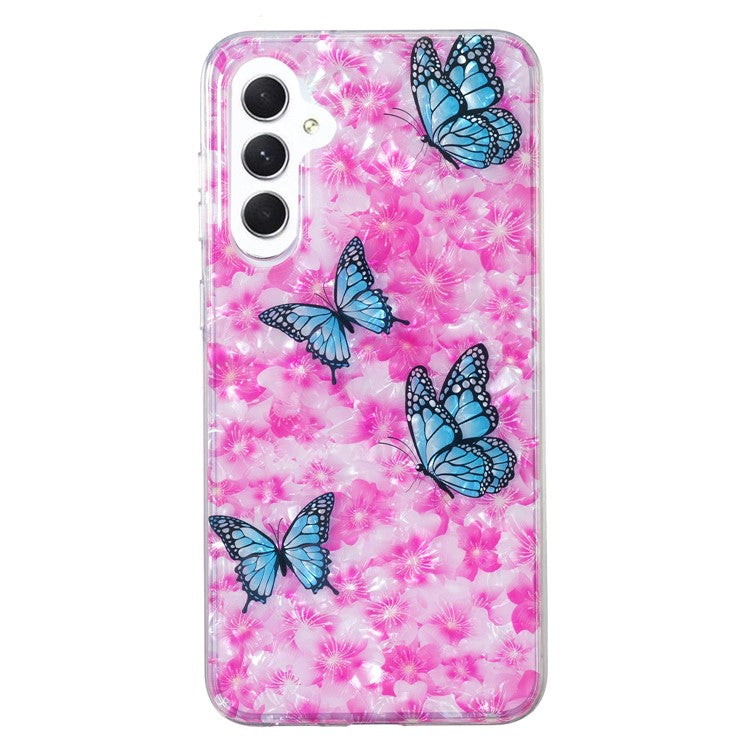 For Samsung Galaxy A24 4G (162.1 x 77.6 x 8.3mm) Marble Flower Shell Pattern Phone Case IMD Soft TPU Phone Cover - Butterfly and Flower