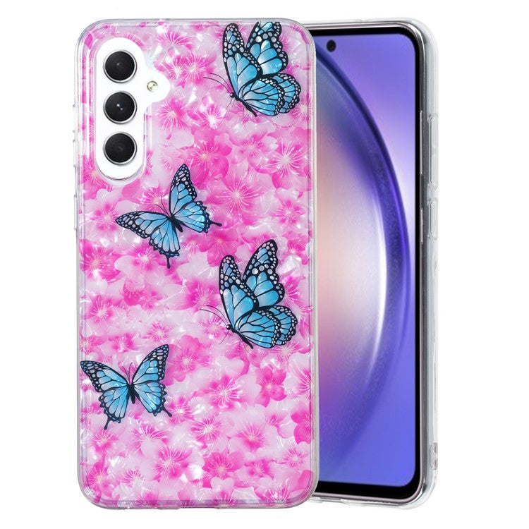 For Samsung Galaxy A24 4G (162.1 x 77.6 x 8.3mm) Marble Flower Shell Pattern Phone Case IMD Soft TPU Phone Cover - Butterfly and Flower