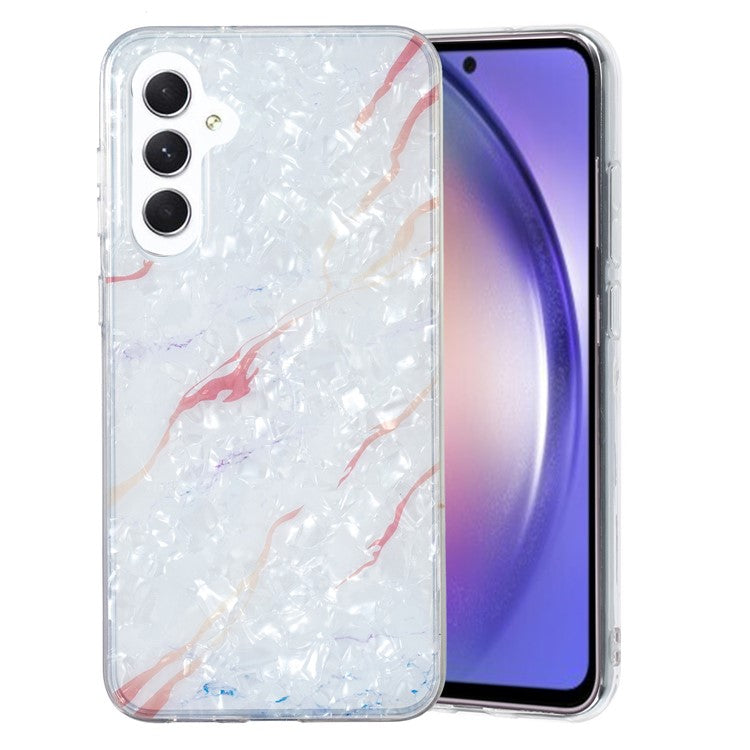 For Samsung Galaxy A24 4G (162.1 x 77.6 x 8.3mm) Marble Flower Shell Pattern Phone Case IMD Soft TPU Phone Cover - White Marble