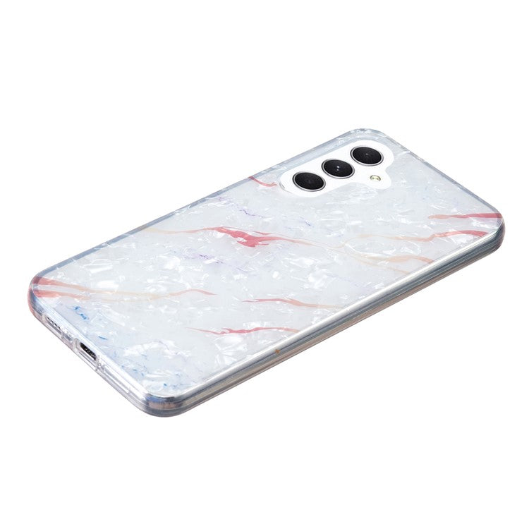 For Samsung Galaxy A24 4G (162.1 x 77.6 x 8.3mm) Marble Flower Shell Pattern Phone Case IMD Soft TPU Phone Cover - White Marble