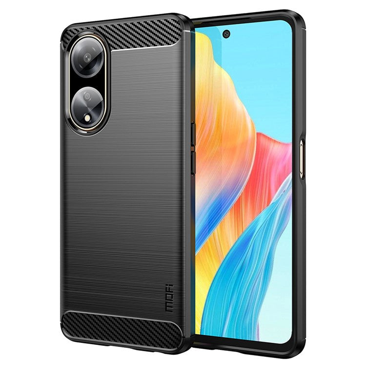 MOFI JK TPU Series-1 Soft TPU Phone Case for Oppo A1 5G Carbon Fiber Brushed Anti-Drop Phone Cover - Black