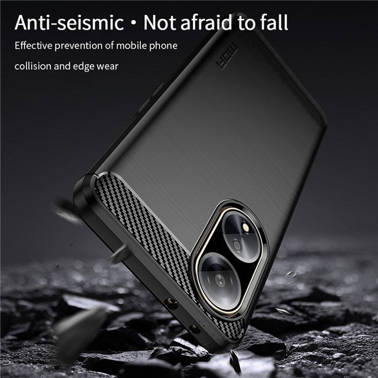 MOFI JK TPU Series-1 Soft TPU Phone Case for Oppo A1 5G Carbon Fiber Brushed Anti-Drop Phone Cover - Black