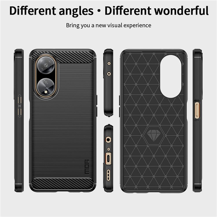 MOFI JK TPU Series-1 Soft TPU Phone Case for Oppo A1 5G Carbon Fiber Brushed Anti-Drop Phone Cover - Red