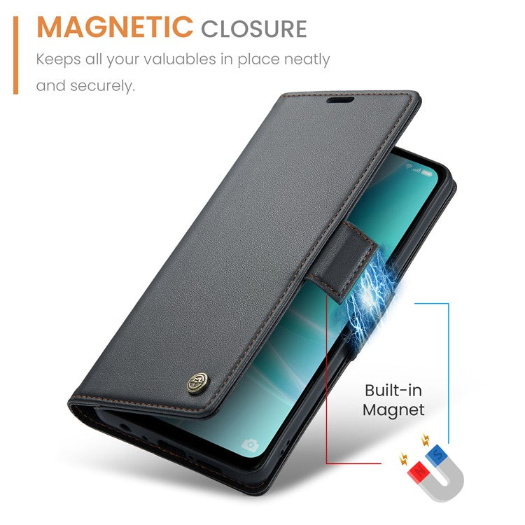 CASEME 023 Series for Oppo A57 4G / A57s 4G / A57e 4G / A77 4G / A77s 4G / OnePlus Nord N20 SE 4G RFID Blocking  Leather Case - Black