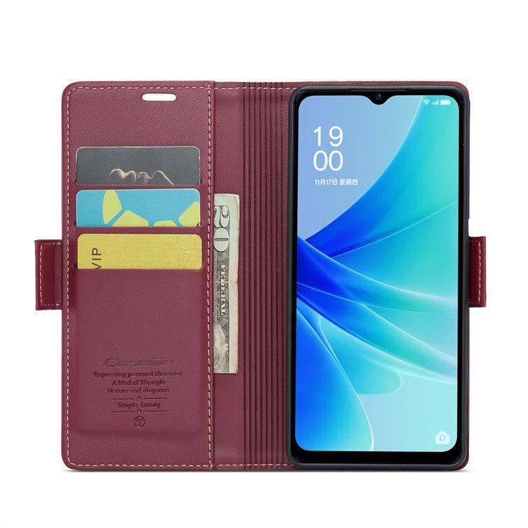 CASEME 023 Series for Oppo A57 4G / A57s 4G / A57e 4G / A77 4G / A77s 4G / OnePlus Nord N20 SE 4G RFID Blocking  Leather Case - Red