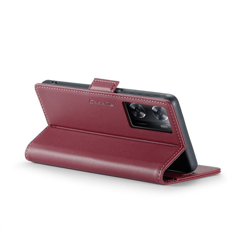 CASEME 023 Series for Oppo A57 4G / A57s 4G / A57e 4G / A77 4G / A77s 4G / OnePlus Nord N20 SE 4G RFID Blocking  Leather Case - Red