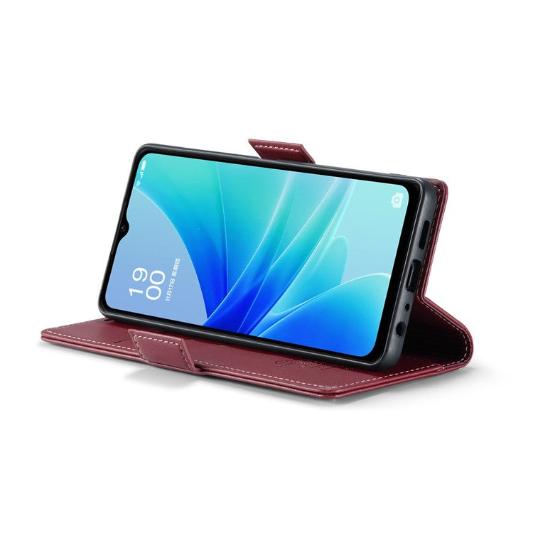 CASEME 023 Series for Oppo A57 4G / A57s 4G / A57e 4G / A77 4G / A77s 4G / OnePlus Nord N20 SE 4G RFID Blocking  Leather Case - Red