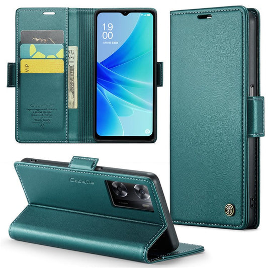 CASEME 023 Series for Oppo A57 4G / A57s 4G / A57e 4G / A77 4G / A77s 4G / OnePlus Nord N20 SE 4G RFID Blocking  Leather Case - Green