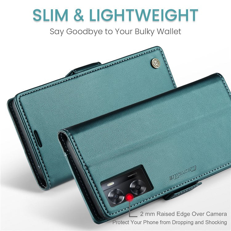 CASEME 023 Series for Oppo A57 4G / A57s 4G / A57e 4G / A77 4G / A77s 4G / OnePlus Nord N20 SE 4G RFID Blocking  Leather Case - Green