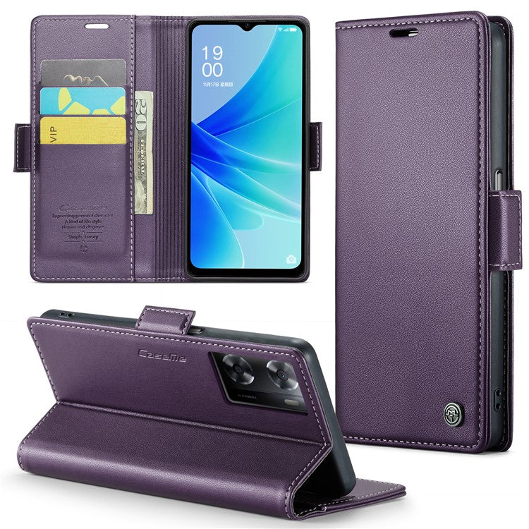 CASEME 023 Series for Oppo A57 4G / A57s 4G / A57e 4G / A77 4G / A77s 4G / OnePlus Nord N20 SE 4G RFID Blocking  Leather Case - Purple