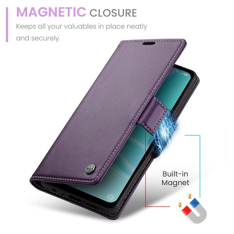 CASEME 023 Series for Oppo A57 4G / A57s 4G / A57e 4G / A77 4G / A77s 4G / OnePlus Nord N20 SE 4G RFID Blocking  Leather Case - Purple