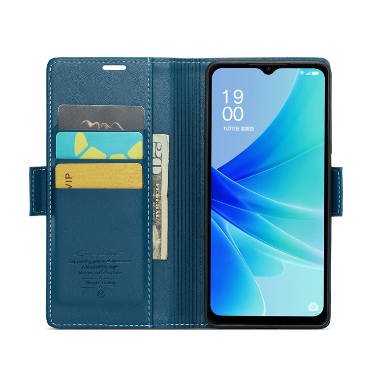 CASEME 023 Series for Oppo A57 4G / A57s 4G / A57e 4G / A77 4G / A77s 4G / OnePlus Nord N20 SE 4G RFID Blocking  Leather Case - Blue