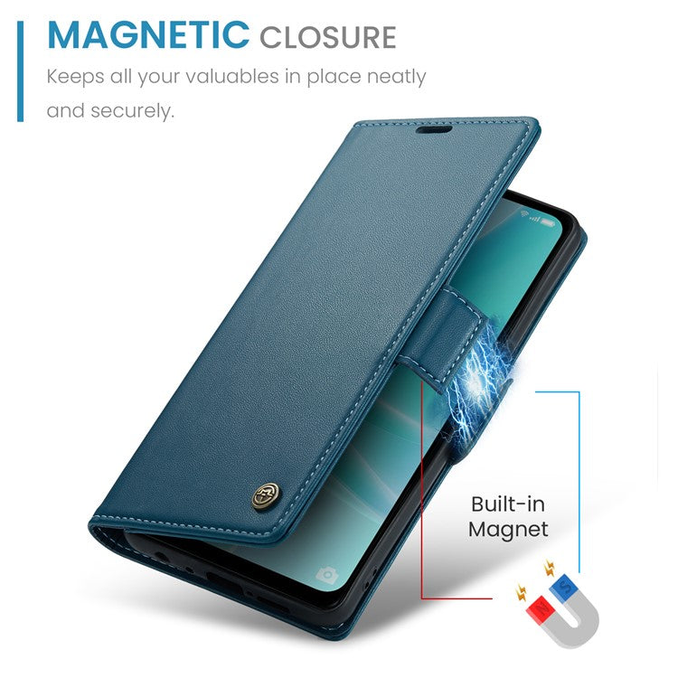 CASEME 023 Series for Oppo A57 4G / A57s 4G / A57e 4G / A77 4G / A77s 4G / OnePlus Nord N20 SE 4G RFID Blocking  Leather Case - Blue