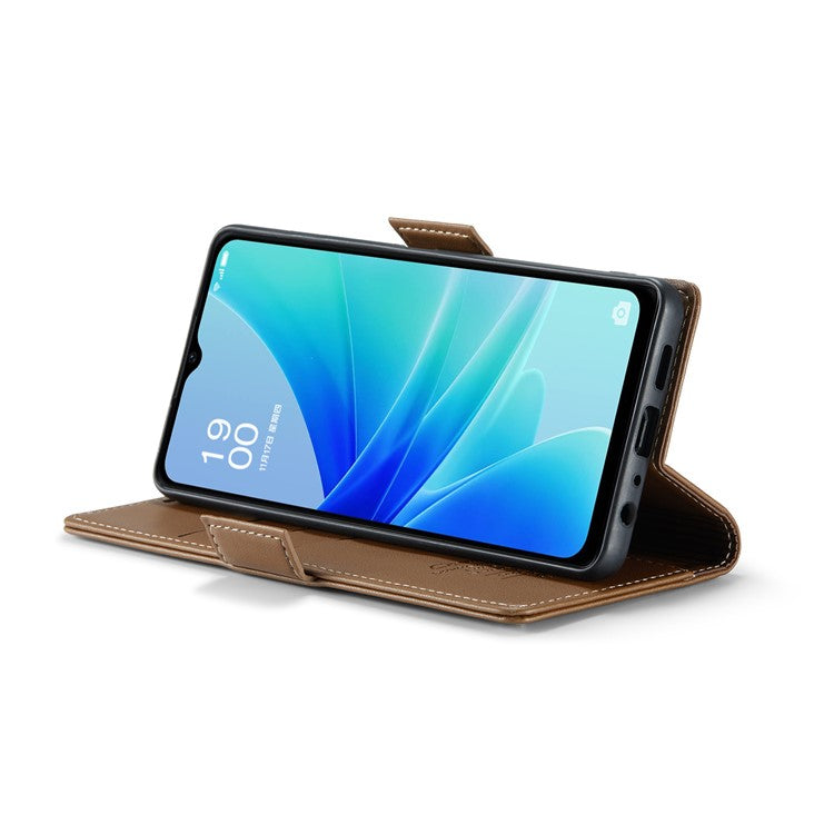 CASEME 023 Series for Oppo A57 4G / A57s 4G / A57e 4G / A77 4G / A77s 4G / OnePlus Nord N20 SE 4G RFID Blocking  Leather Case - Brown