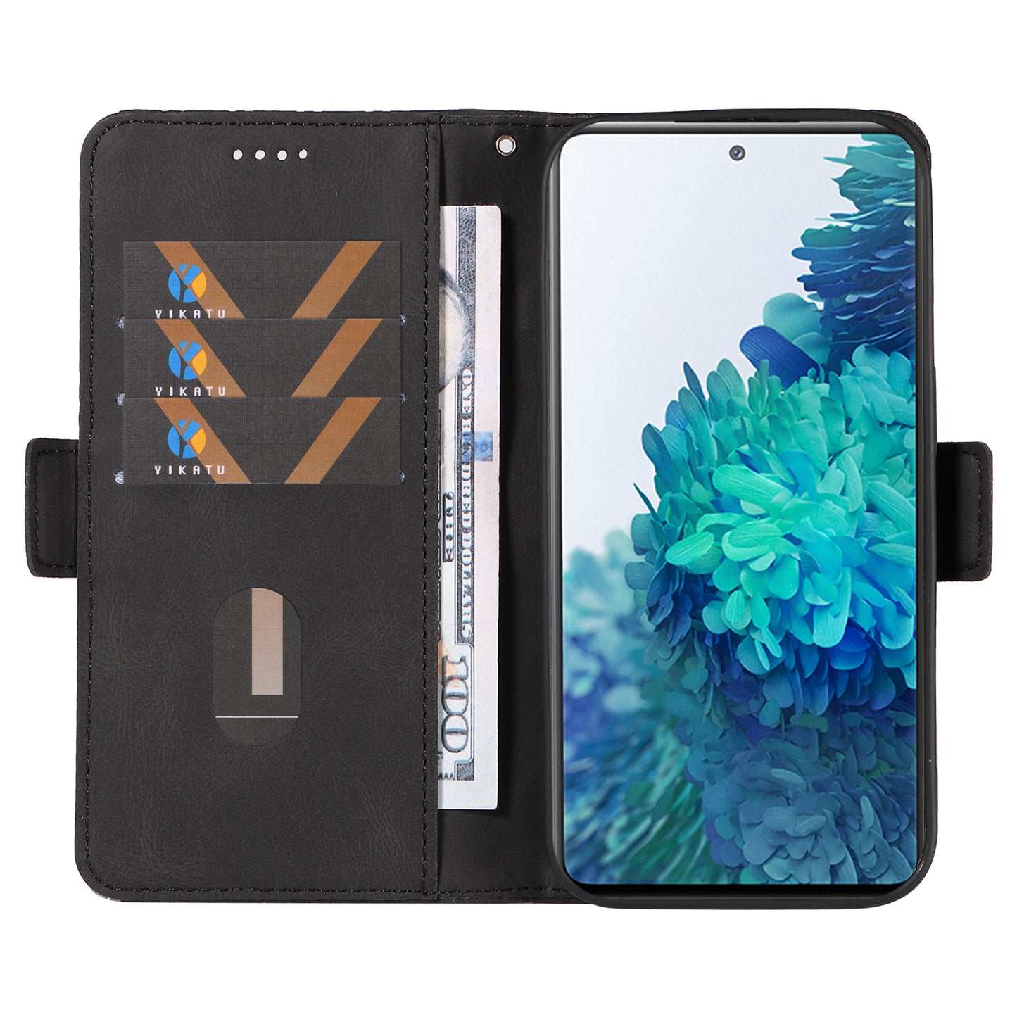 For Samsung Galaxy S20 FE / S20 FE 5G / S20 FE 2022 / S20 Lite Color Splicing Leather Case Rhombus Imprinted Wallet Stand Phone Cover - Black