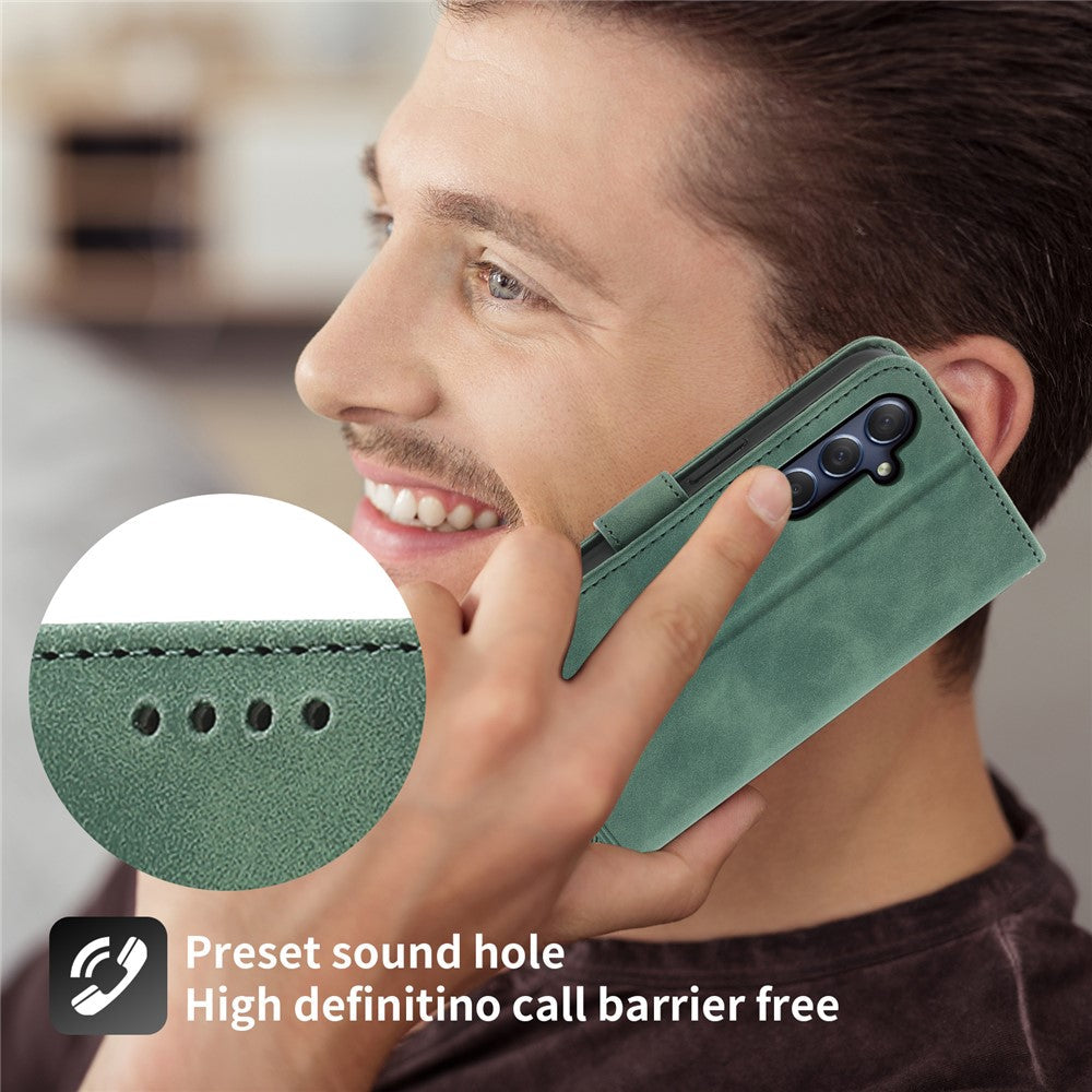DIERFENG DF-03 for Samsung Galaxy M54 5G / F54 5G Phone Case Lines Imprinted Leather Wallet Stand Cover - Green