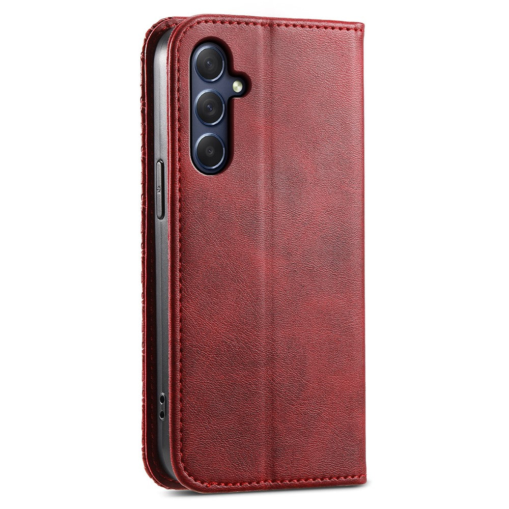 Phone Leather Case for Samsung Galaxy M54 5G / F54 5G , Imprinted Rhombus Pattern Wallet Stand Cover - Red