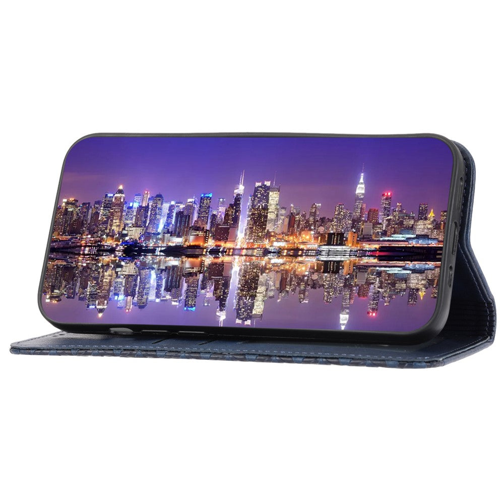 Phone Leather Case for Samsung Galaxy M54 5G / F54 5G , Imprinted Rhombus Pattern Wallet Stand Cover - Blue