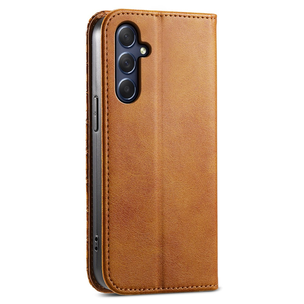 Phone Leather Case for Samsung Galaxy M54 5G / F54 5G , Imprinted Rhombus Pattern Wallet Stand Cover - Yellow