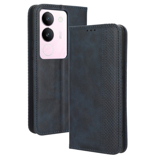 For vivo V29 5G / S17 5G / S17 Pro 5G / S17t 5G Retro Stand Anti-fall Mobile Phone Cover PU Leather Magnetic Case Wallet - Blue